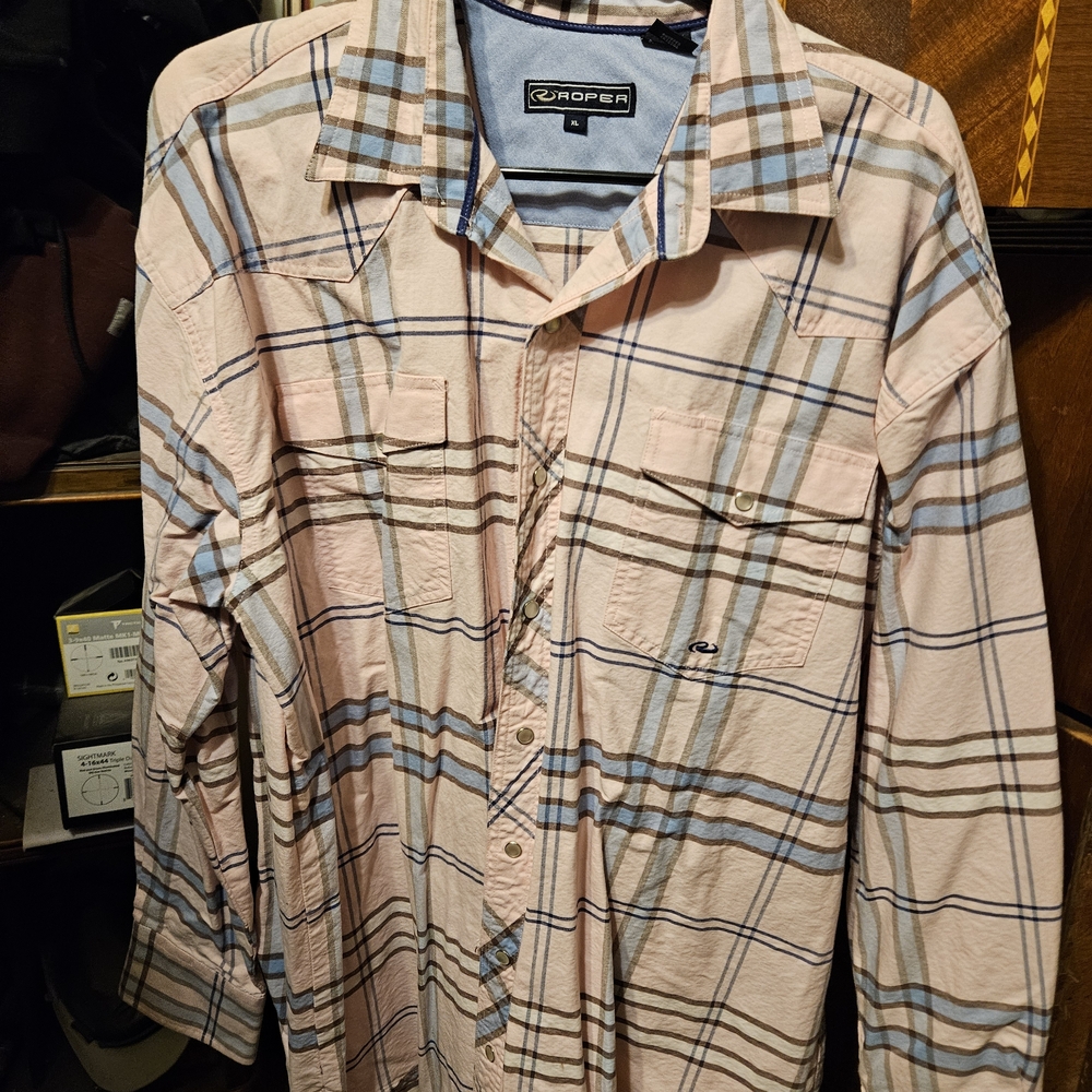Roper Pink Plaid Button-Up Shirt